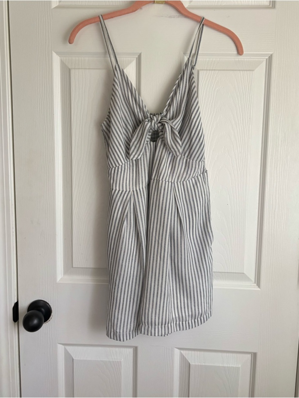 Japna White and Navy Striped Romper